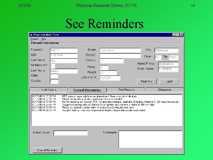 10/3/00 Physician Reminder System, 95 -750 See Reminders 14 