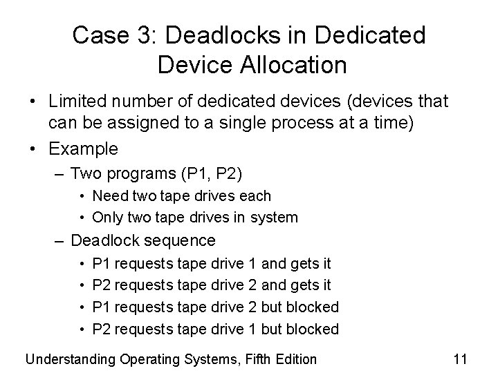 Case 3: Deadlocks in Dedicated Device Allocation • Limited number of dedicated devices (devices