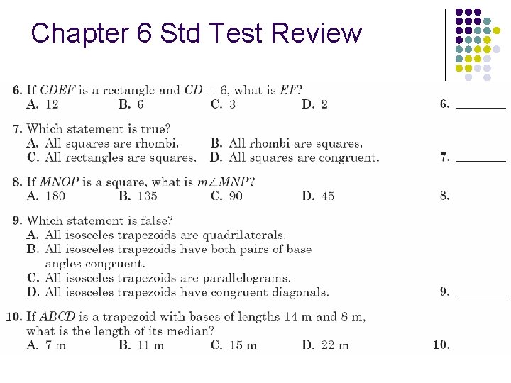 Chapter 6 Std Test Review 