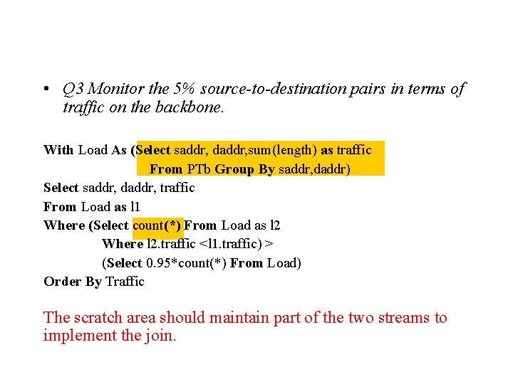  • Q 3 Monitor the 5% source-to-destination pairs in terms of traffic on