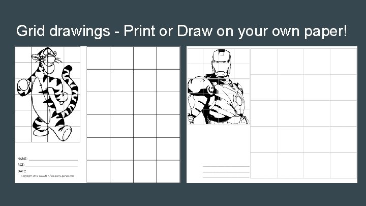 Grid drawings - Print or Draw on your own paper! 