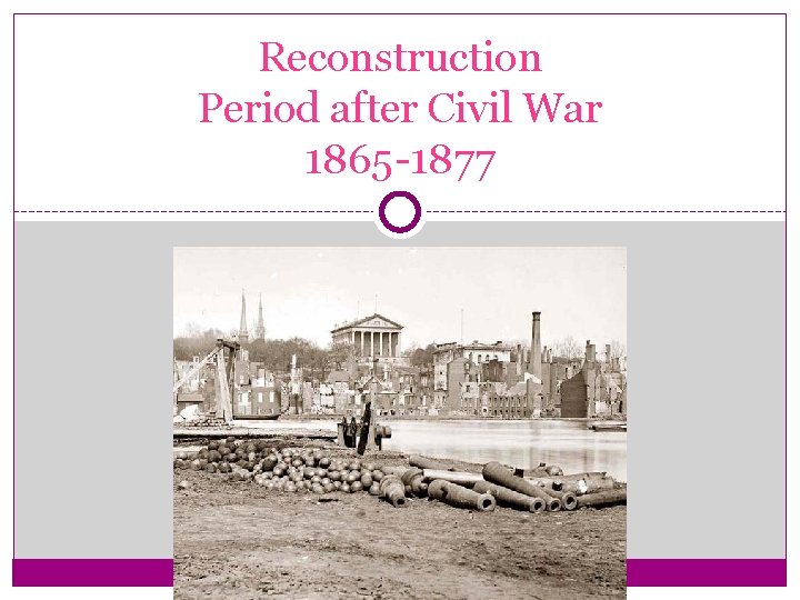 Reconstruction Period after Civil War 1865 -1877 