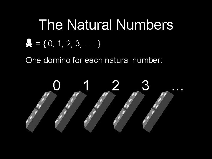 The Natural Numbers = { 0, 1, 2, 3, . . . } One