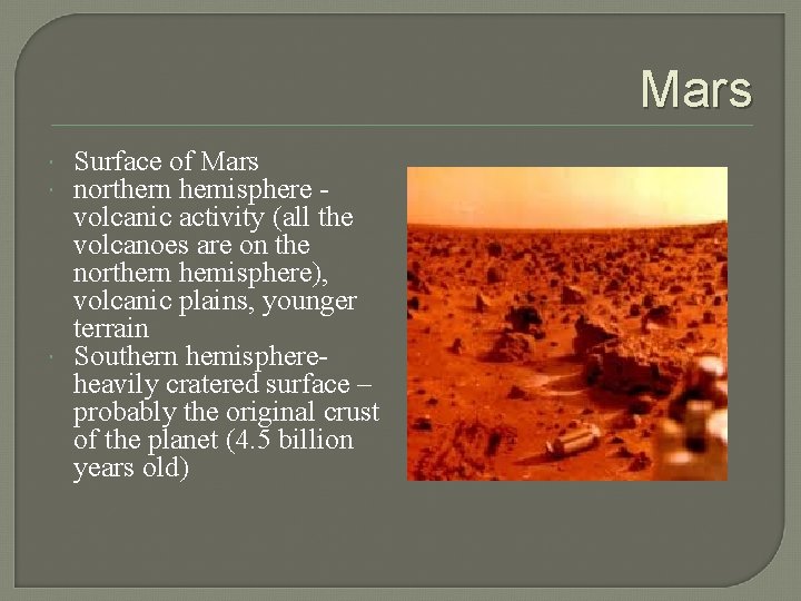 Mars Surface of Mars northern hemisphere volcanic activity (all the volcanoes are on the