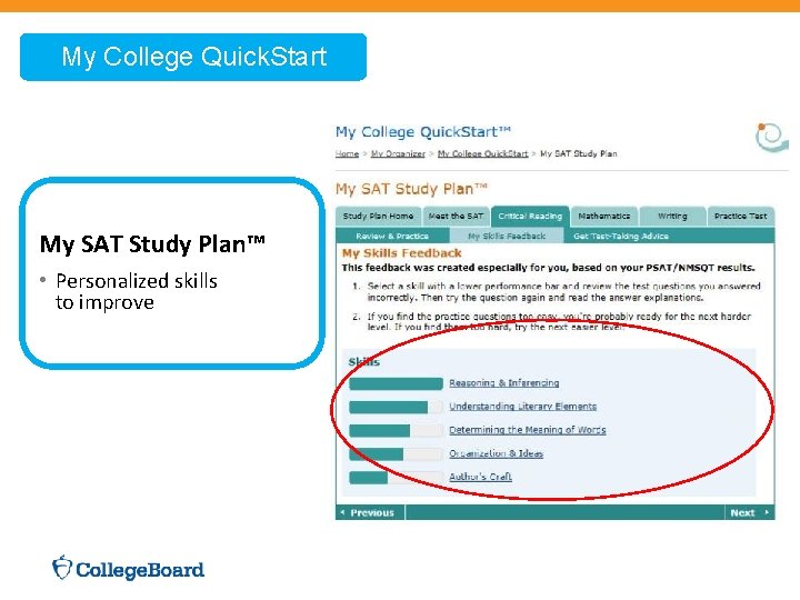 My College Quick. Start My SAT Study Plan™ • Personalized skills to improve 