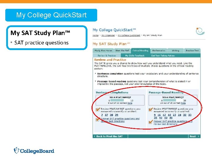 My College Quick. Start My SAT Study Plan™ • SAT practice questions 