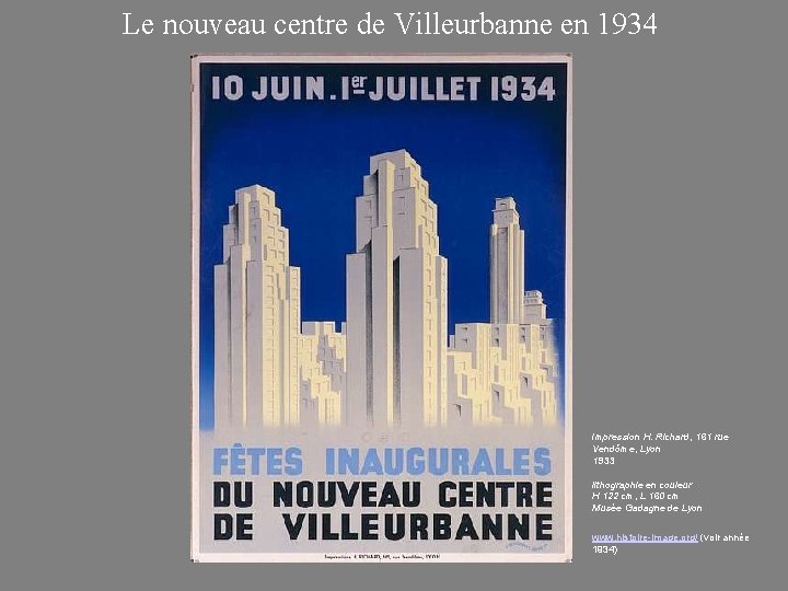 Le nouveau centre de Villeurbanne en 1934 Impression H. Richard, 161 rue Vendôme, Lyon