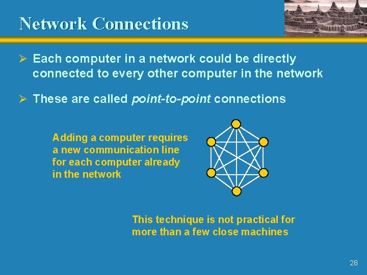 Network Connections Ø Each computer in a network could be directly connected to every Network Connections Ø Each computer in a network could be directly connected to every