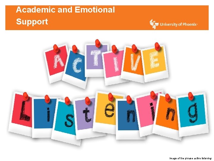 Academic and Emotional Support Image of the phrase active listening 