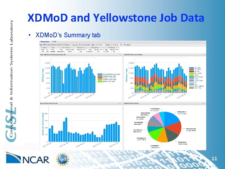 XDMo. D and Yellowstone Job Data • XDMo. D’s Summary tab 11 