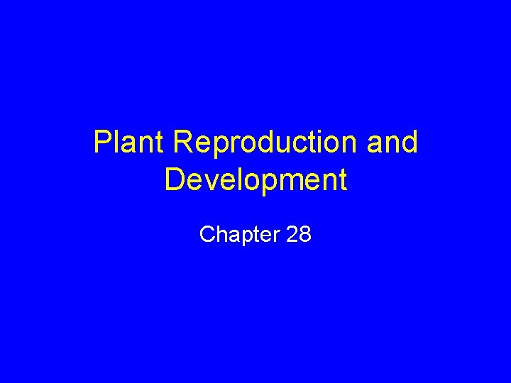 Plant Reproduction and Development Chapter 28 