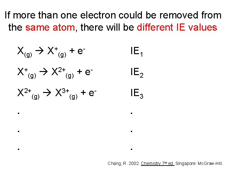 If more than one electron could be removed from the same atom, there will