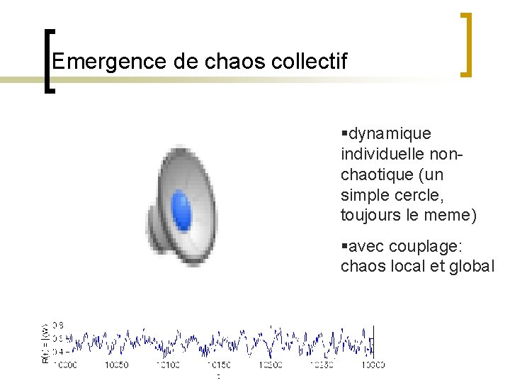 Emergence de chaos collectif §dynamique individuelle nonchaotique (un simple cercle, toujours le meme) §avec