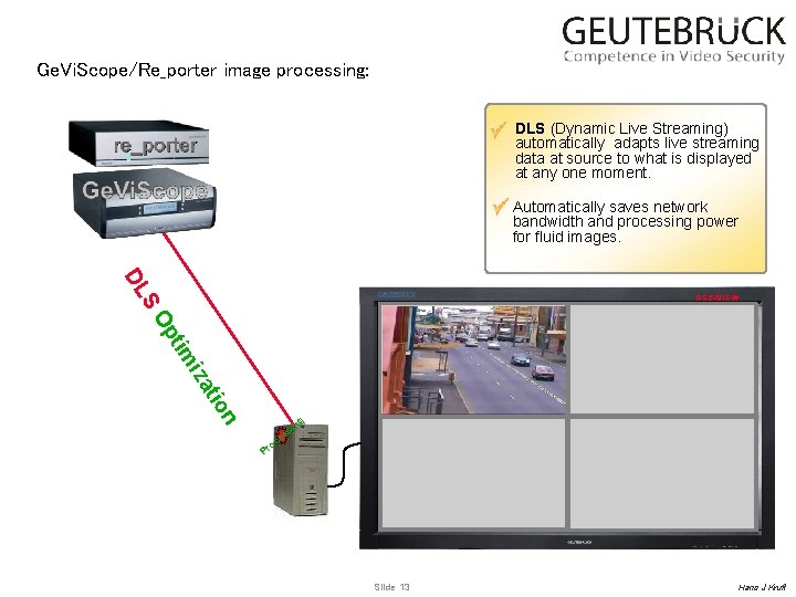 Ge. Vi. Scope/Re_porter image processing: DLS (Dynamic Live Streaming) automatically adapts live streaming data