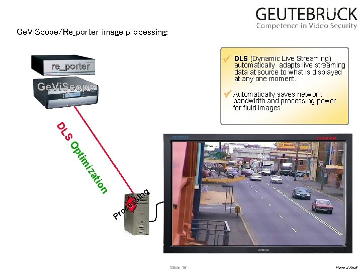 Ge. Vi. Scope/Re_porter image processing: DLS (Dynamic Live Streaming) automatically adapts live streaming data