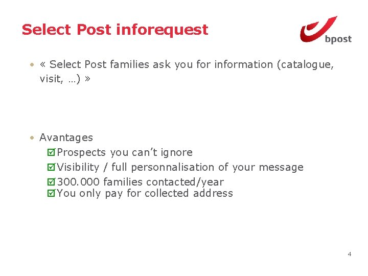 Select Post inforequest • « Select Post families ask you for information (catalogue, visit,