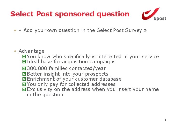 Select Post sponsored question • « Add your own question in the Select Post
