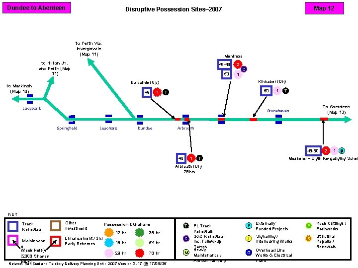 Dundee to Aberdeen Map 12 Disruptive Possession Sites– 2007 to Perth via. Invergowrie (Map