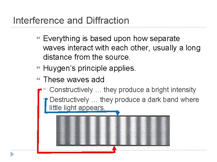 Interference and Diffraction Everything is based upon how separate waves interact with each other,