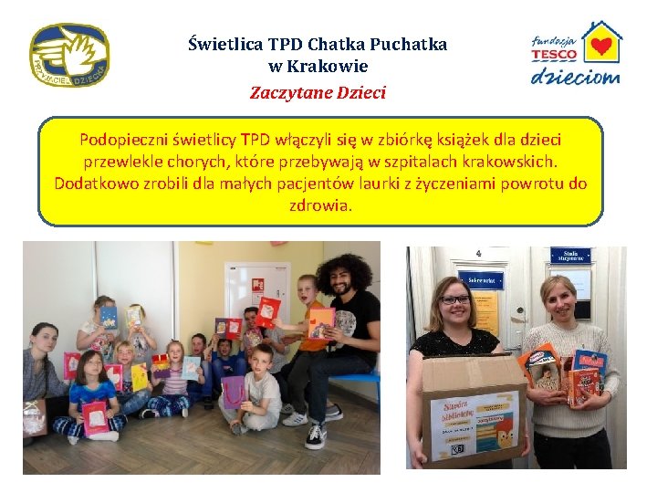 Świetlica TPD Chatka Puchatka w Krakowie Zaczytane Dzieci Podopieczni świetlicy TPD włączyli się w