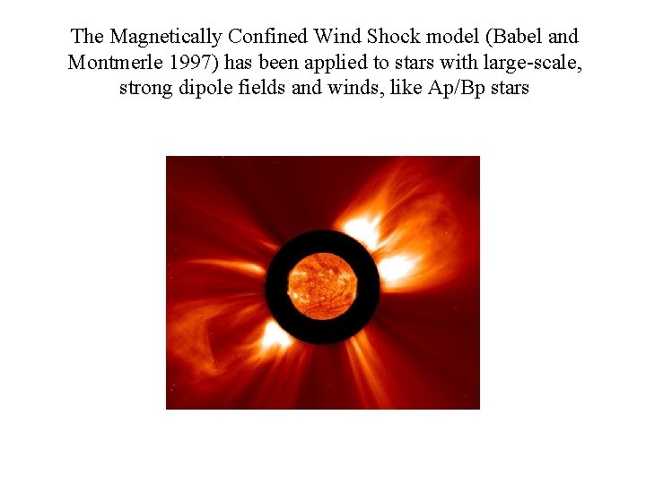 The Magnetically Confined Wind Shock model (Babel and Montmerle 1997) has been applied to