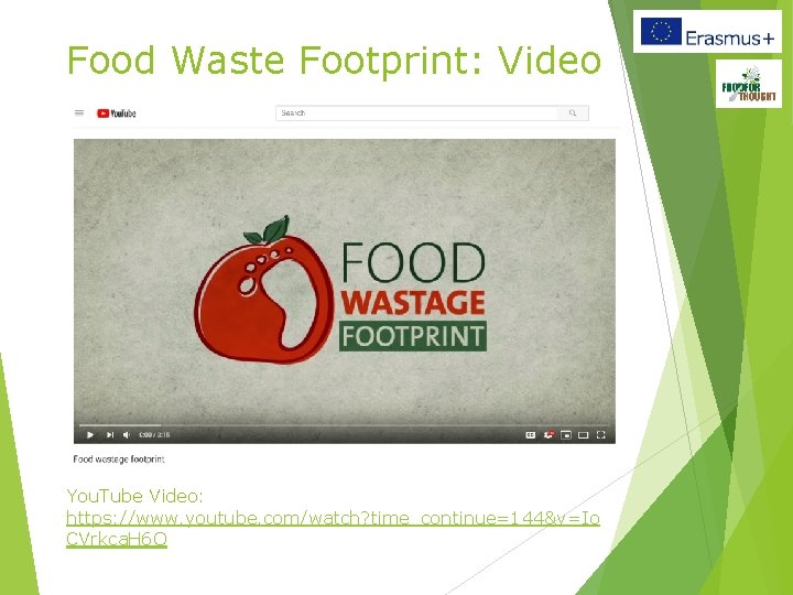 Food Waste Footprint: Video You. Tube Video: https: //www. youtube. com/watch? time_continue=144&v=Io CVrkca. H