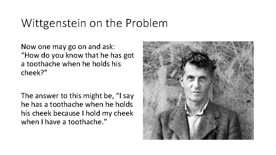 Wittgenstein on the Problem Now one may go on and ask: “How do you