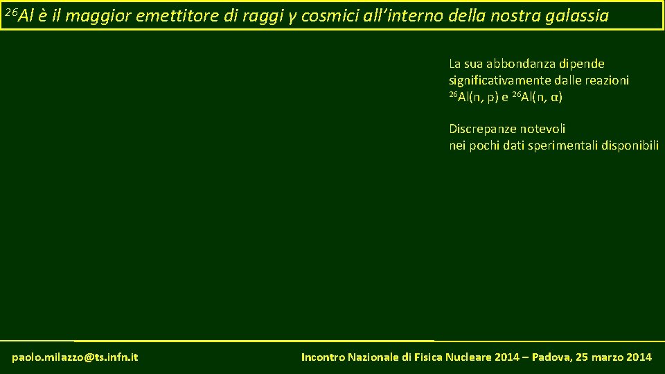 26 Al è il maggior emettitore di raggi γ cosmici all’interno della nostra galassia