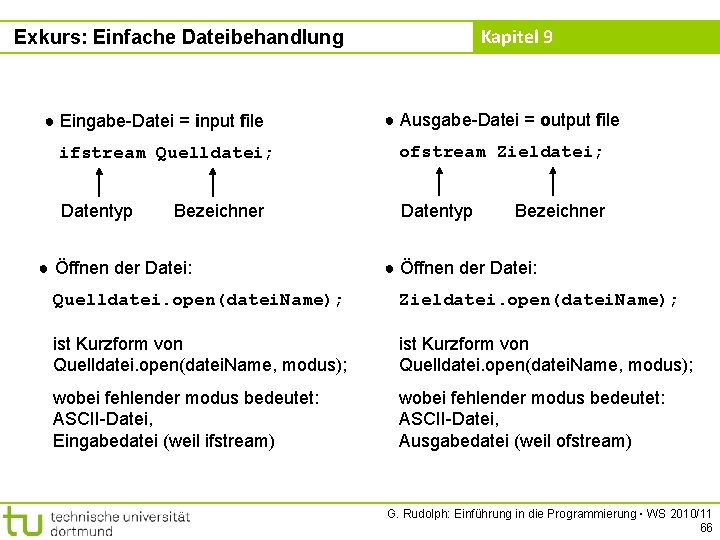 Kapitel 9 Exkurs: Einfache Dateibehandlung ● Eingabe-Datei = input file ● Ausgabe-Datei = output