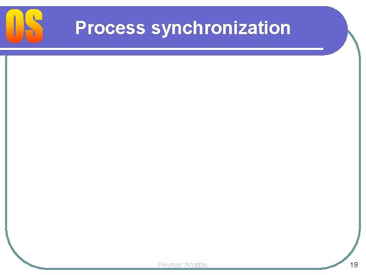 Process synchronization Peymer Anatoly 19 