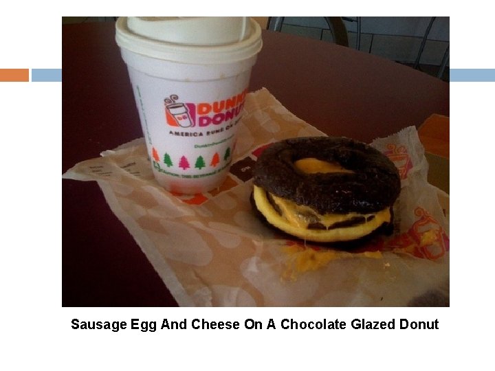 Sausage Egg And Cheese On A Chocolate Glazed Donut 