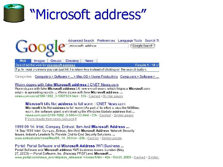 “Microsoft address” 