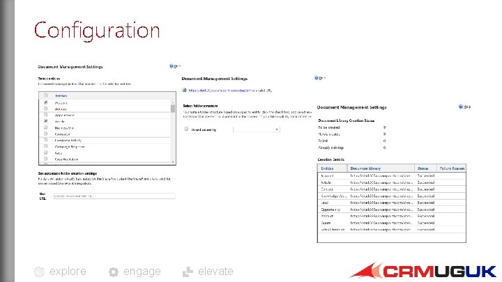 Configuration explore engage elevate 