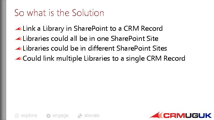 So what is the Solution Link a Library in Share. Point to a CRM