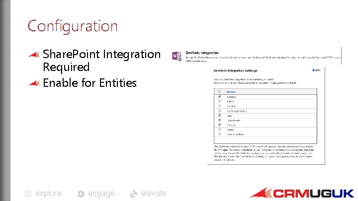 Configuration Share. Point Integration Required Enable for Entities explore engage elevate 
