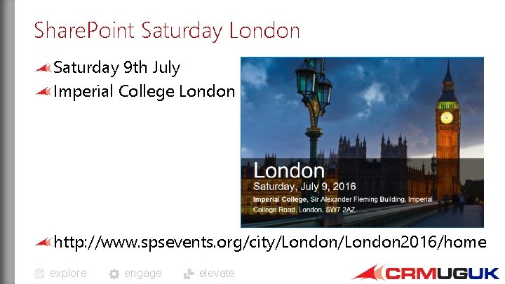 Share. Point Saturday London Saturday 9 th July Imperial College London http: //www. spsevents.