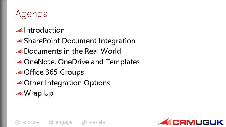 Agenda Introduction Share. Point Document Integration Documents in the Real World One. Note, One.