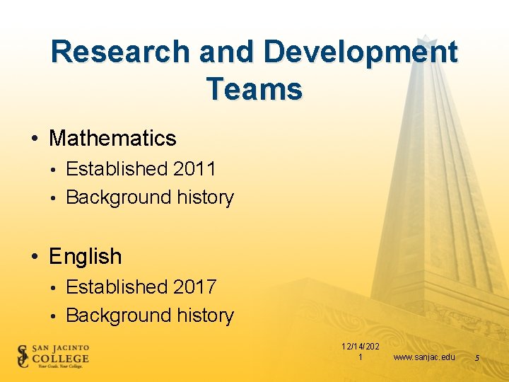 Research and Development Teams • Mathematics • Established 2011 • Background history • English