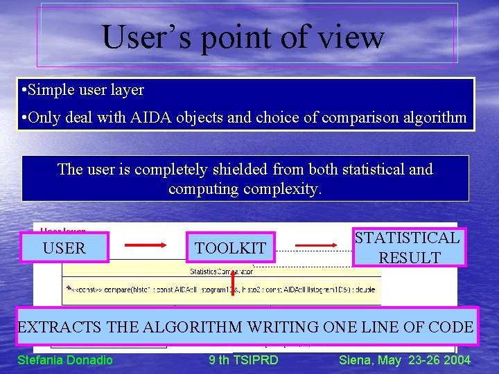 User’s point of view • Simple user layer • Only deal with AIDA objects
