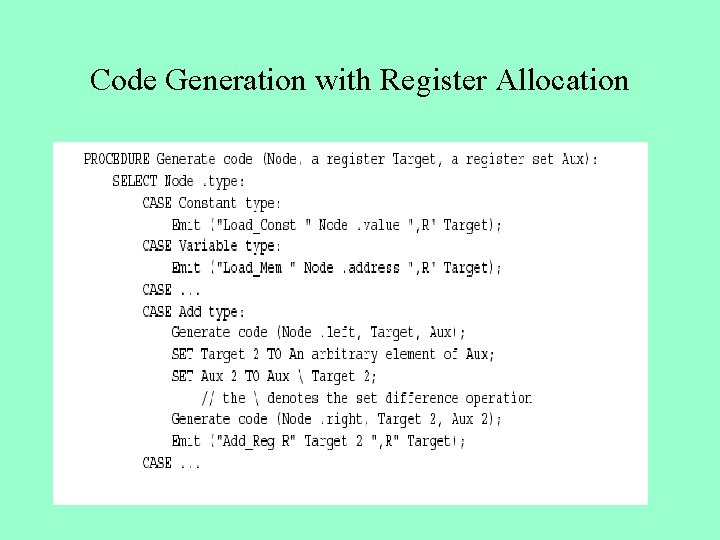 Code Generation with Register Allocation 