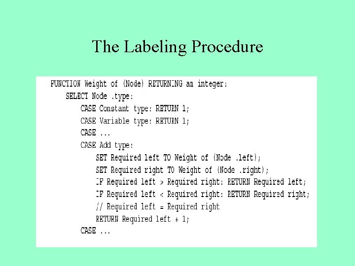 The Labeling Procedure 