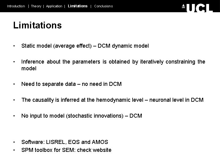 Introduction | Theory | Application | Limitations | Conclusions Limitations • Static model (average