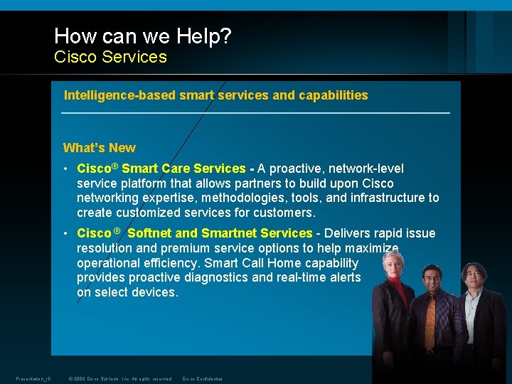 How can we Help? Cisco Services Intelligence-based smart services and capabilities What’s New • How can we Help? Cisco Services Intelligence-based smart services and capabilities What’s New •