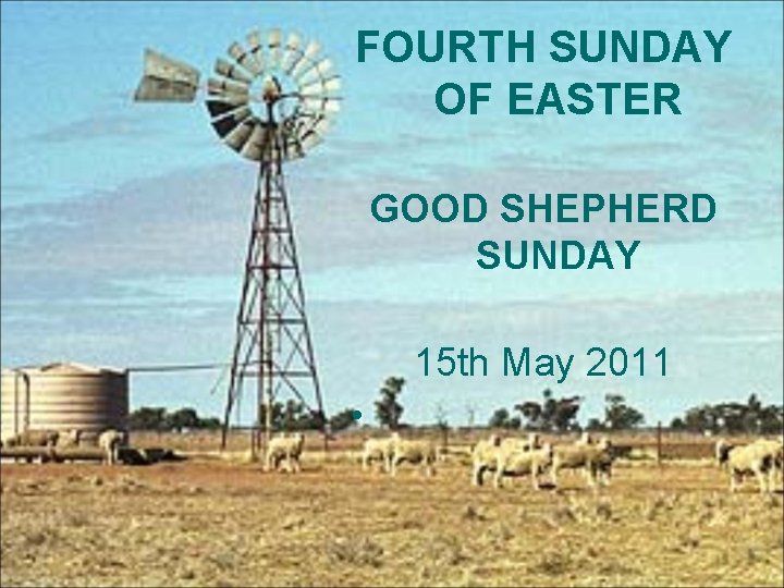 FOURTH SUNDAY OF EASTER GOOD SHEPHERD SUNDAY 15 th May 2011 • 