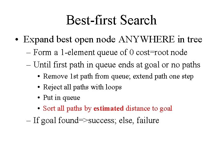 Best-first Search • Expand best open node ANYWHERE in tree – Form a 1