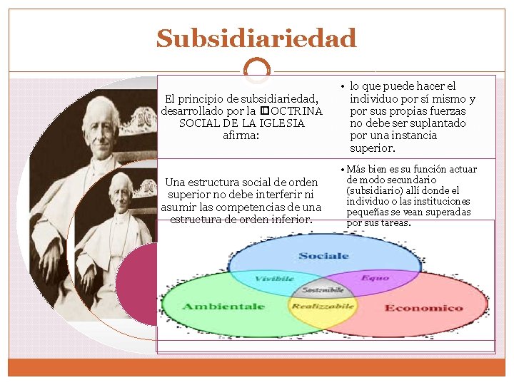 Subsidiariedad El principio de subsidiariedad, desarrollado por la � DOCTRINA SOCIAL DE LA IGLESIA
