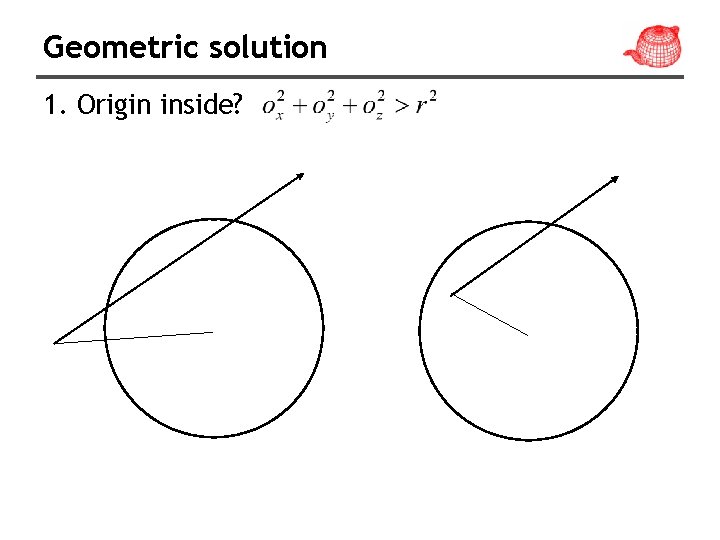 Geometric solution 1. Origin inside? 