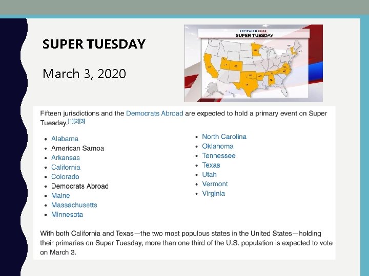 SUPER TUESDAY March 3, 2020 