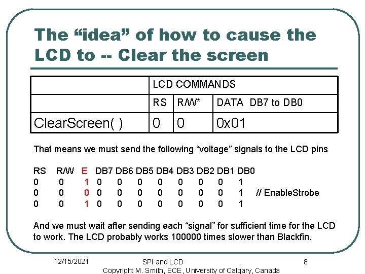 The “idea” of how to cause the LCD to -- Clear the screen LCD