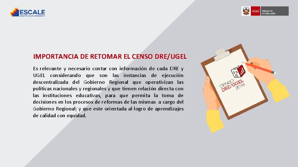 IMPORTANCIA DE RETOMAR EL CENSO DRE/UGEL Es relevante y necesario contar con información de